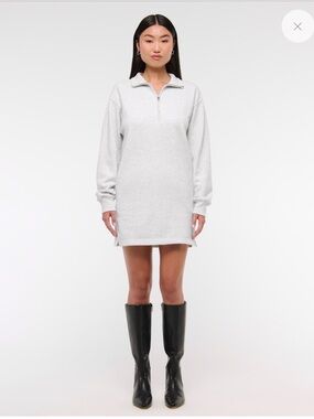 Abercrombie & Fitch Long-Sleeve Zip-Up Fleece Mini Dress